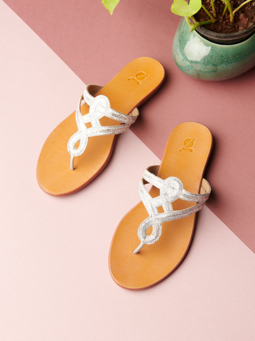 'PITTA' MOTIF EMBROIDERED FLATS