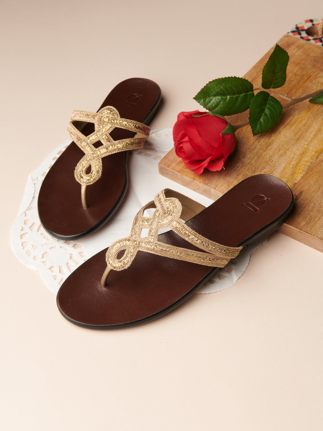 'PITTA' MOTIF EMBROIDERED FLATS