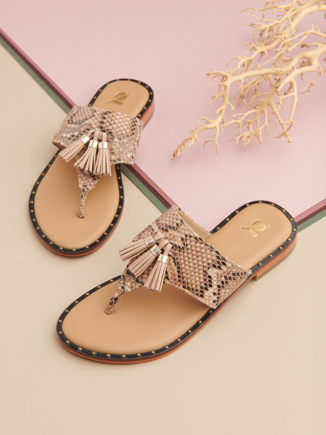 TASSELED PYTHON THONGS