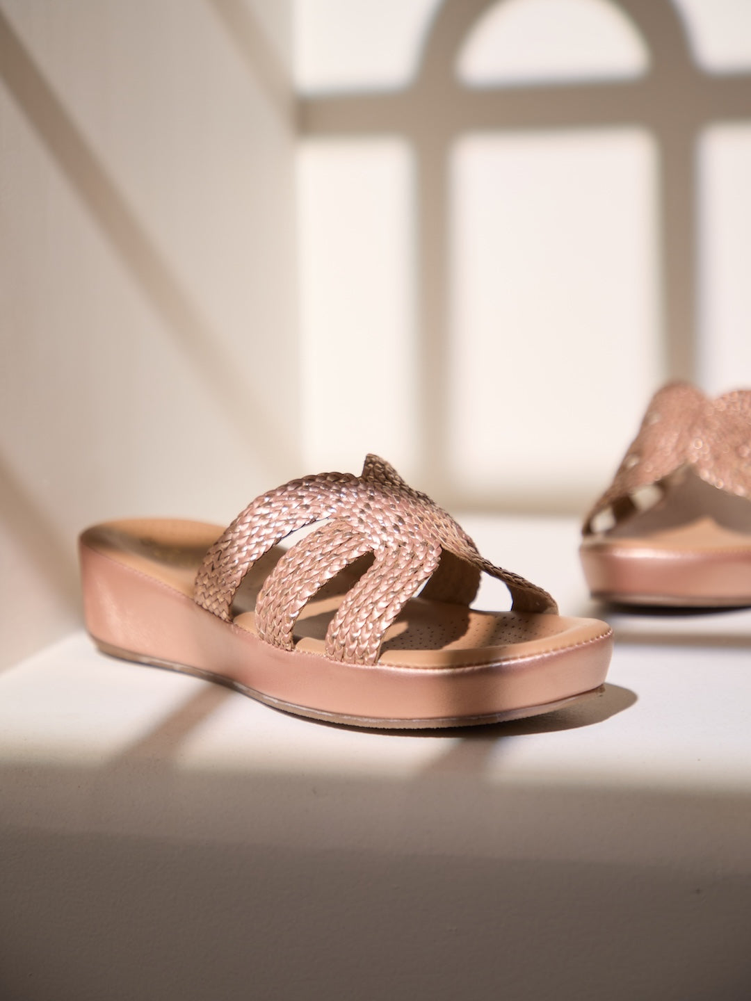 Blush Interlace Slides