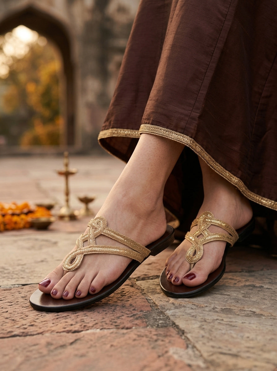 PITTA' MOTIF EMBROIDERED FLATS