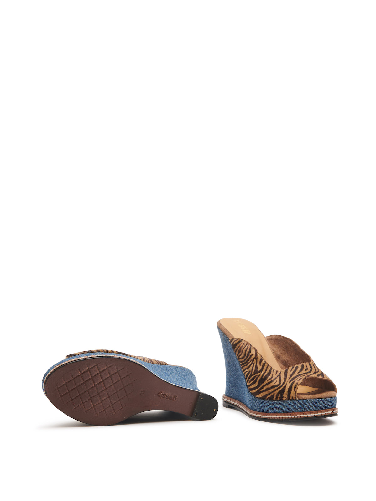 Zebra on Denim Welted Slides