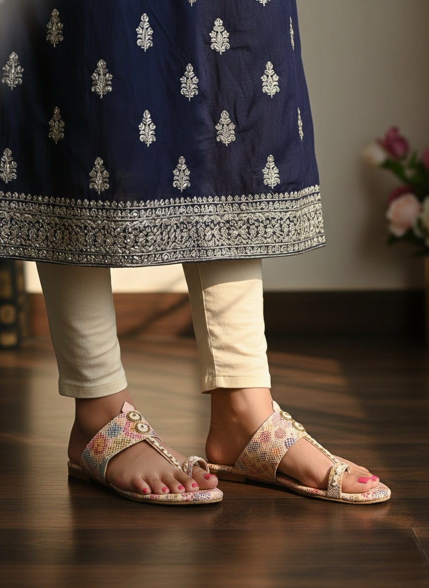 FLORAL EMBOSSED KOLHAPURI