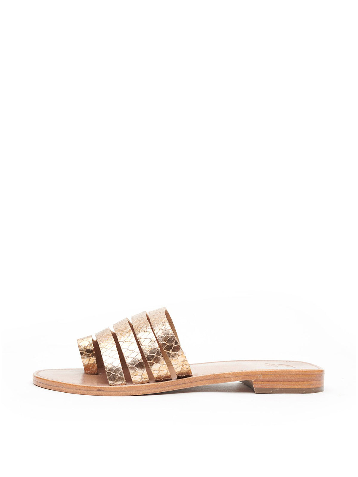 Metallic slightly textured and detailed Toe Ring Slides