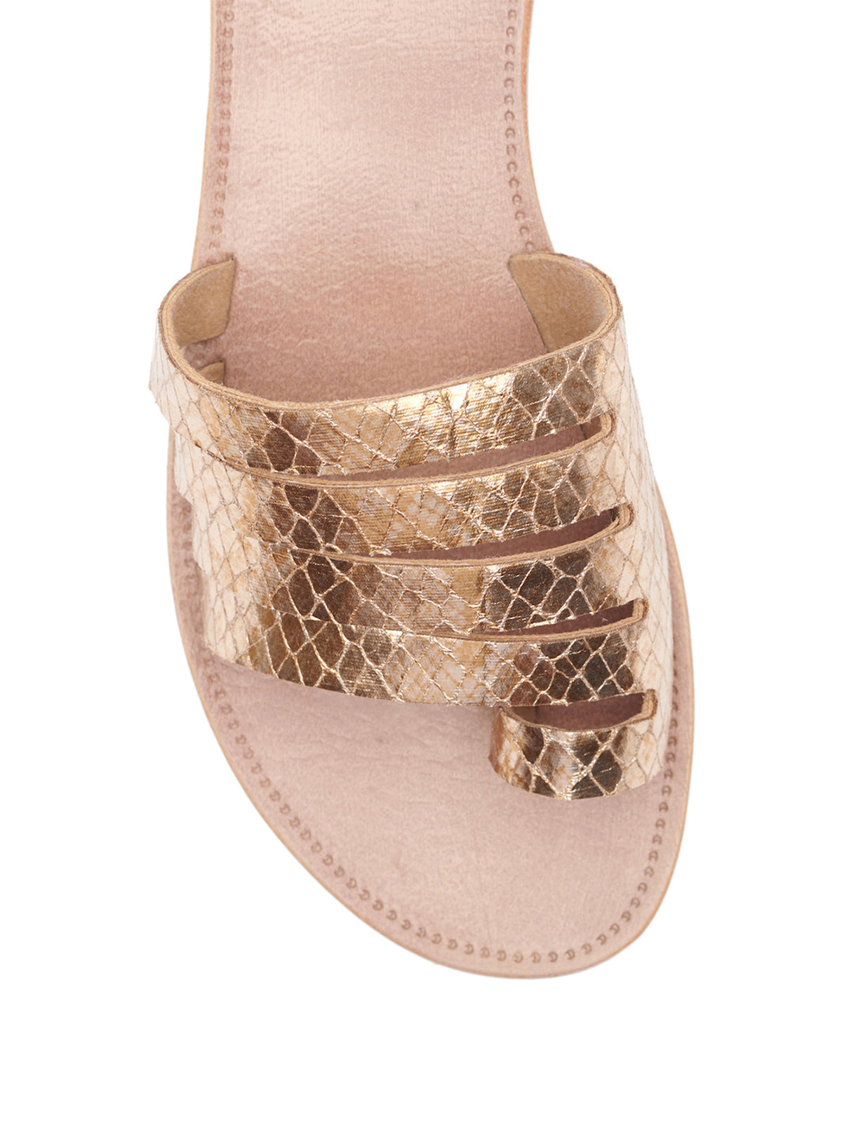Metallic slightly textured and detailed Toe Ring Slides