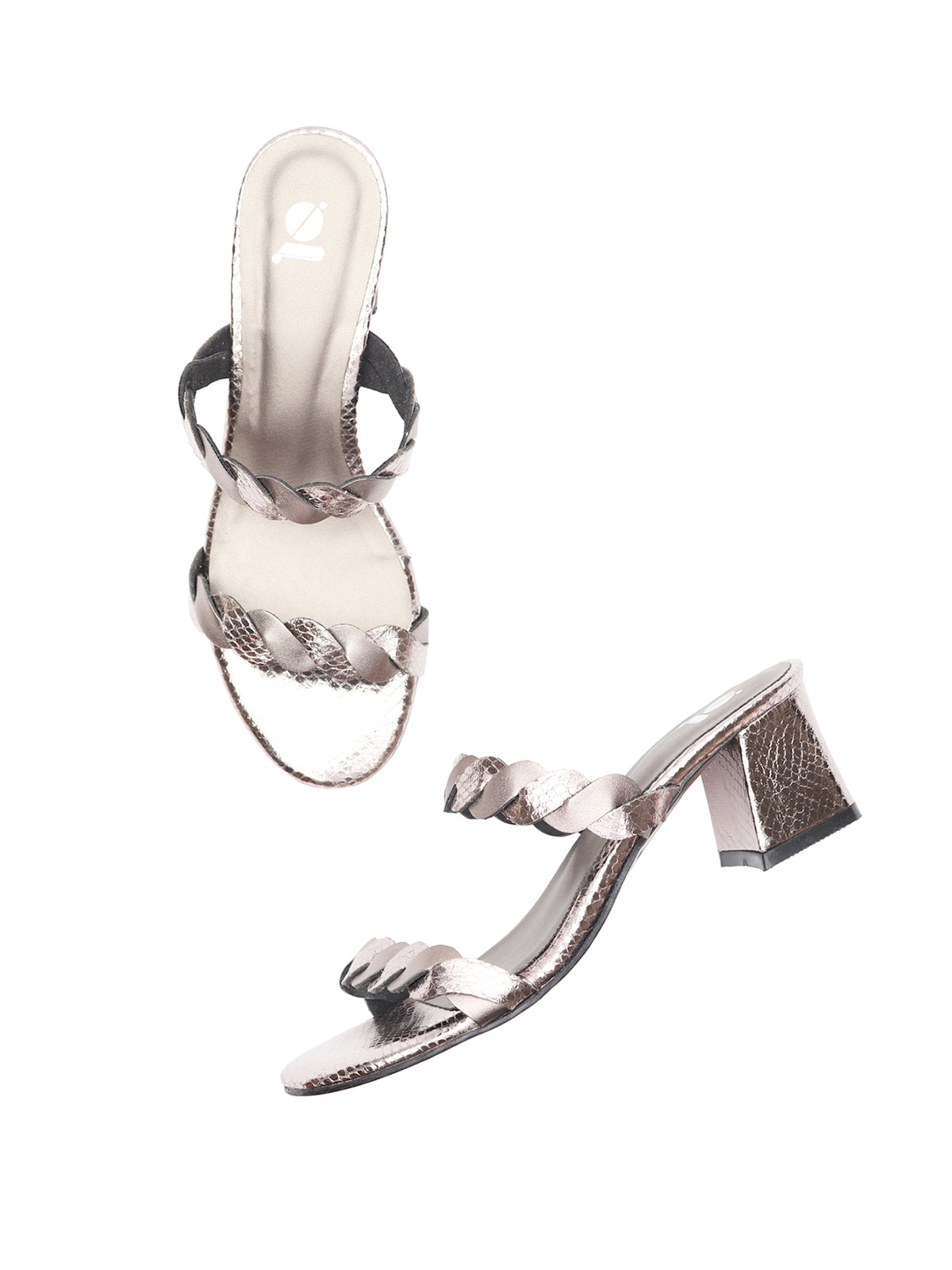 Metallic two-strap Heels