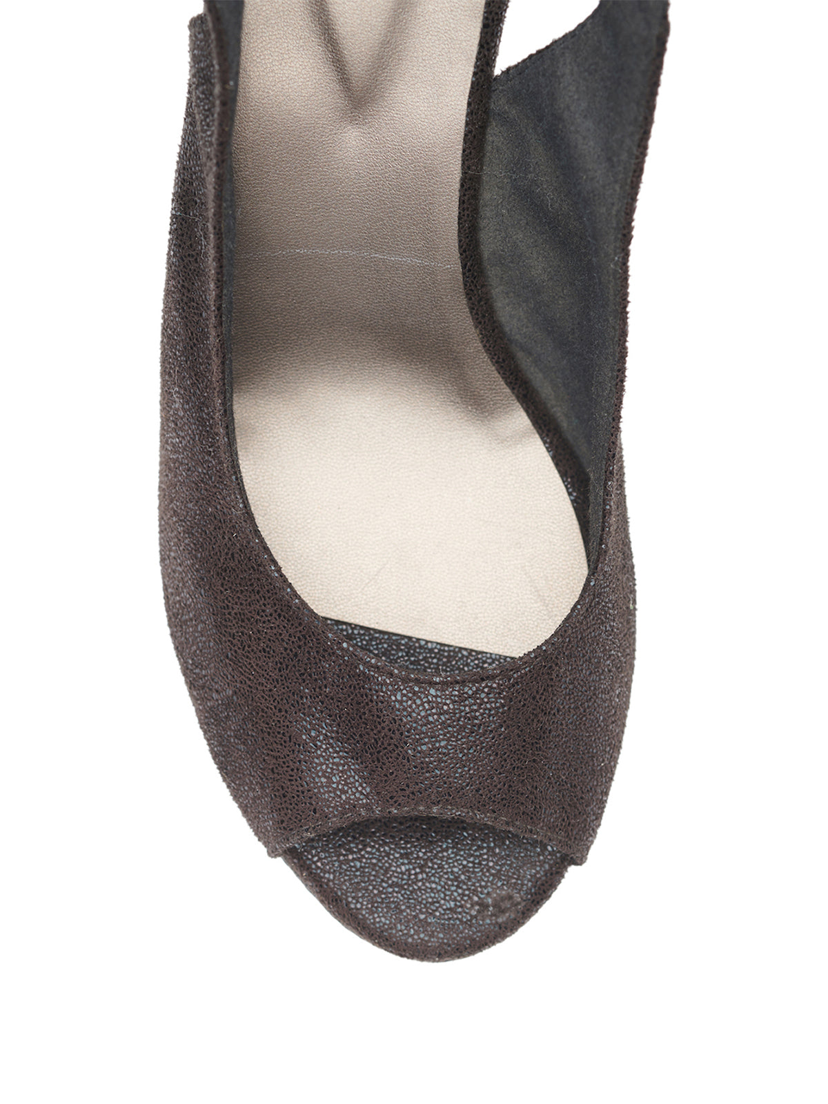 Suede Sandal With Glittery Heel
