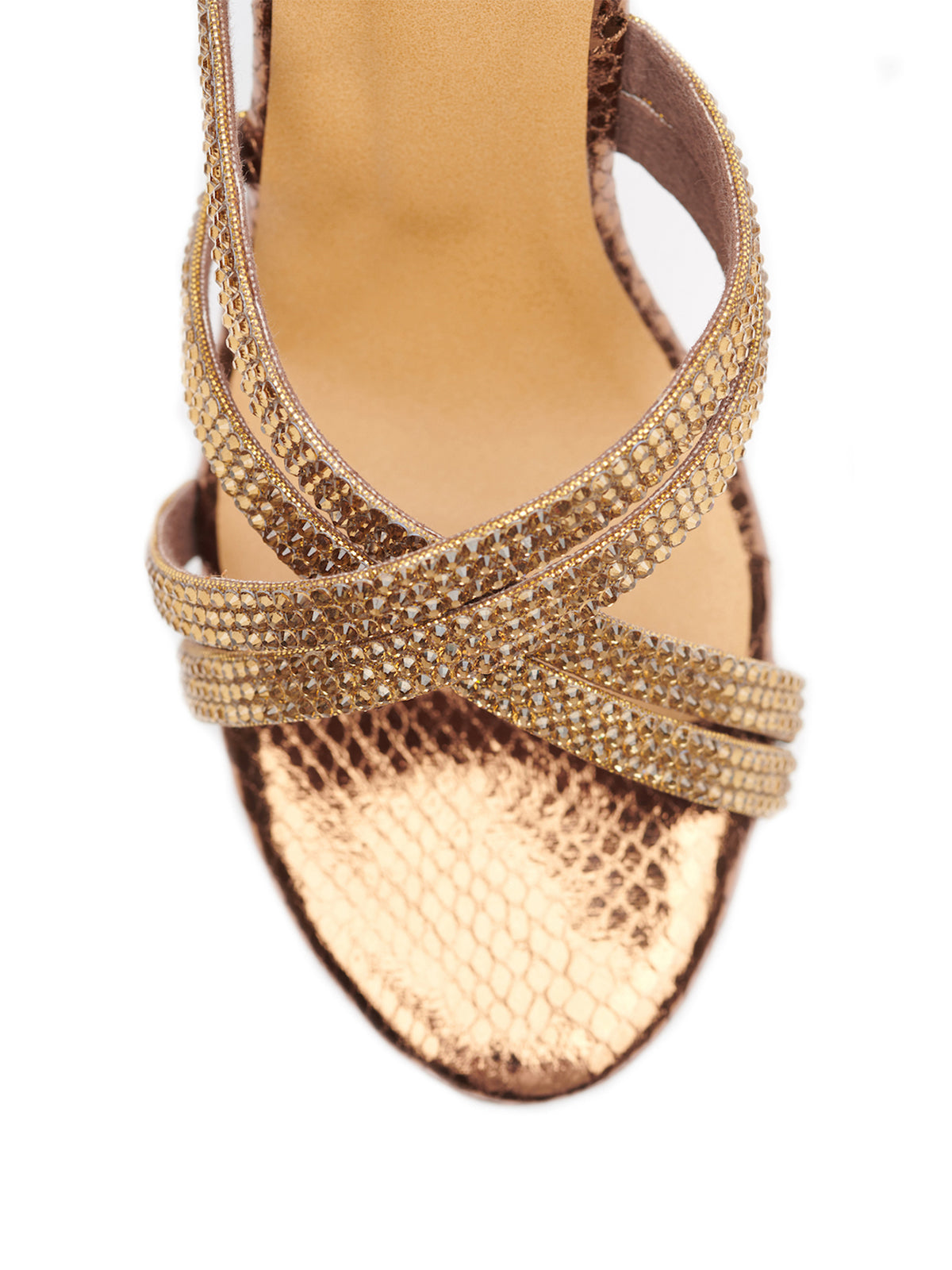 Metallic slightly textured and detailed Strappy Slides