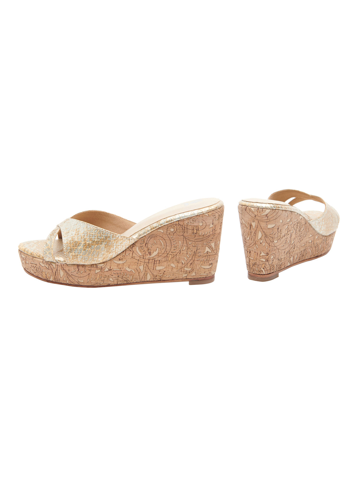 Cork And Metallic slightly textured and detailed Platforms